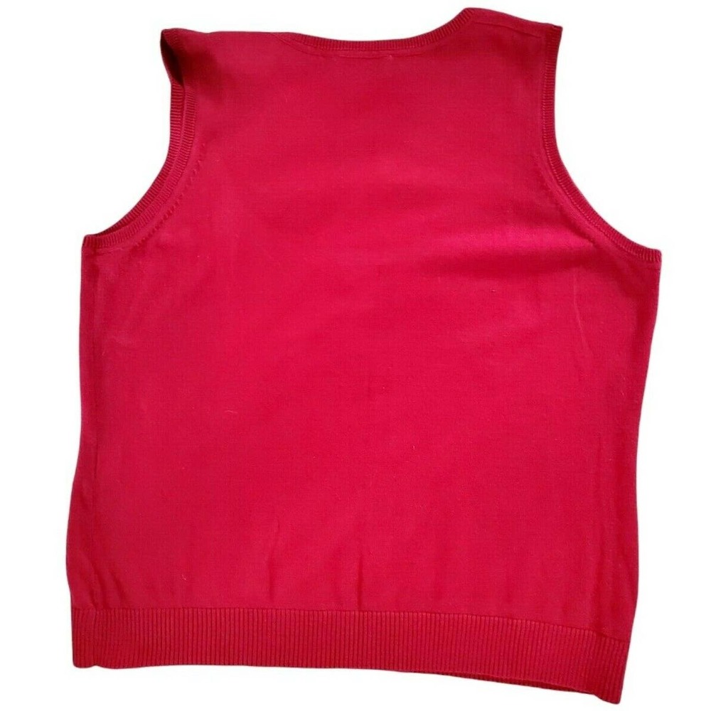 Talbots Woman Petites Lightweight Cotton Red V-Neck Sweater Vest Sz 1X - Picture 2 of 4